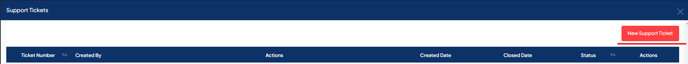 Support ticket screen with "New support ticket" highlighted