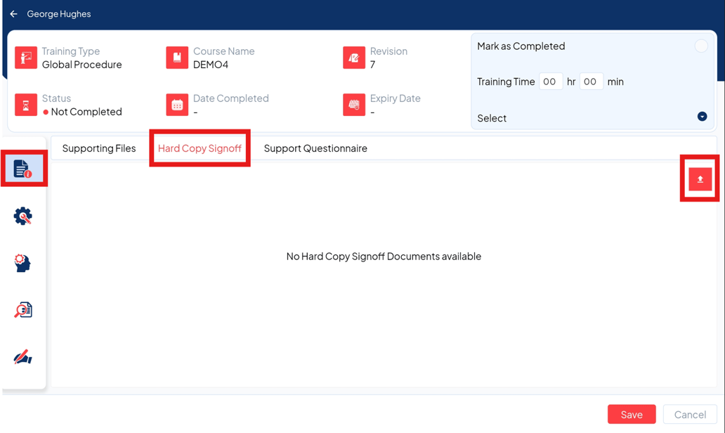 Off Copy File How to add a hard copy sign off to training on the Nvolve App on Tablet.