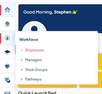 Workforce Tab dropdown