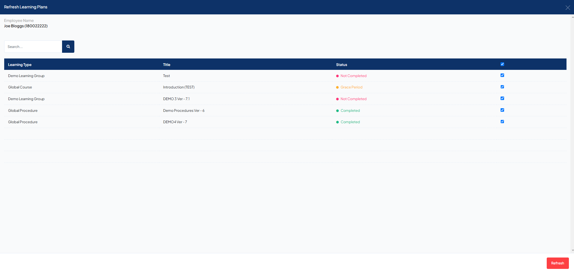 Refresh Learning page