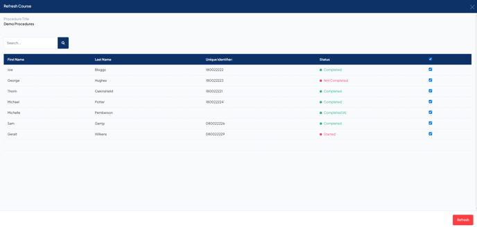Refresh Procedures Page