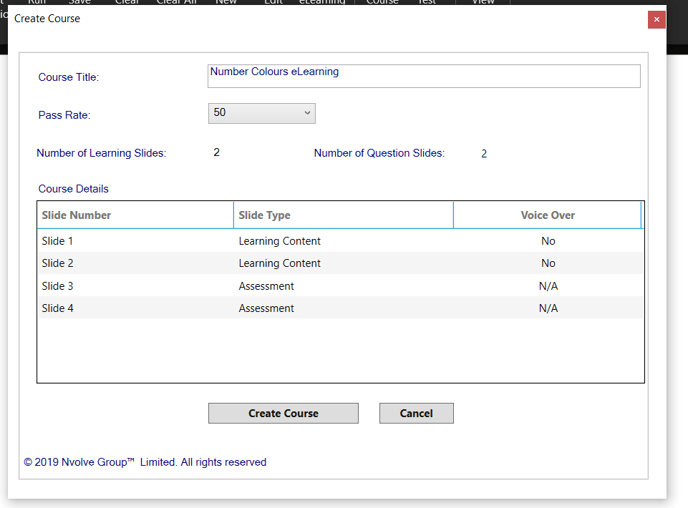 Create course summary screen