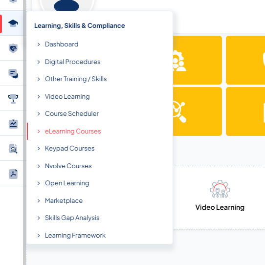 Learning, Skills and Compliance selecting elearning courses