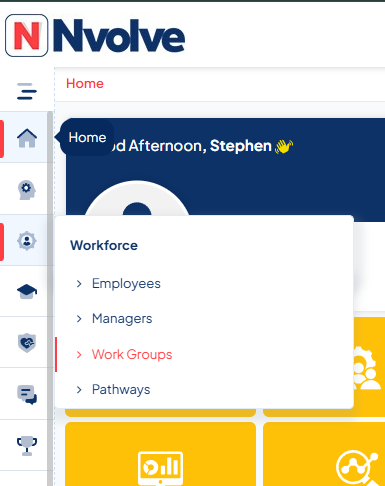 Workforce Tab dropdown