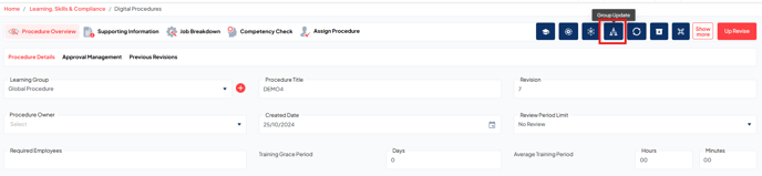 Show more button menu, Select group update