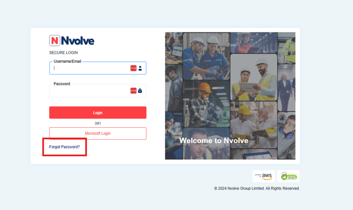Forgot Password link highlighted on logon page