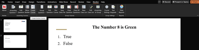 Nvolve tab selecting the create course button