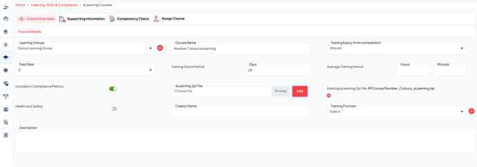 elearning details screen