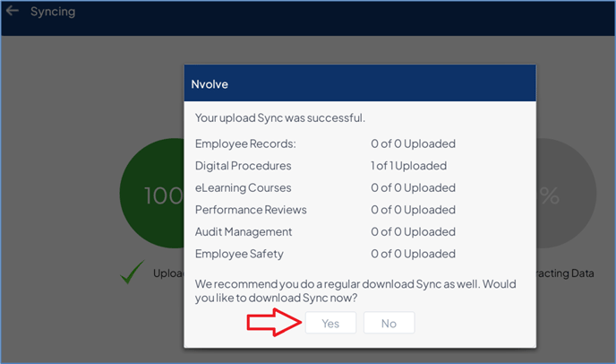 Sync confirmation