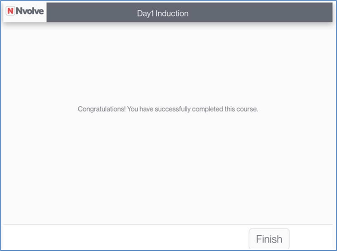 Course completed screen