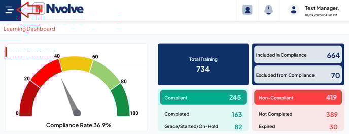 Learning dashboard screen