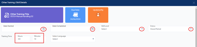 Course details screen