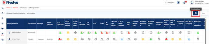 Manager matrix report screen