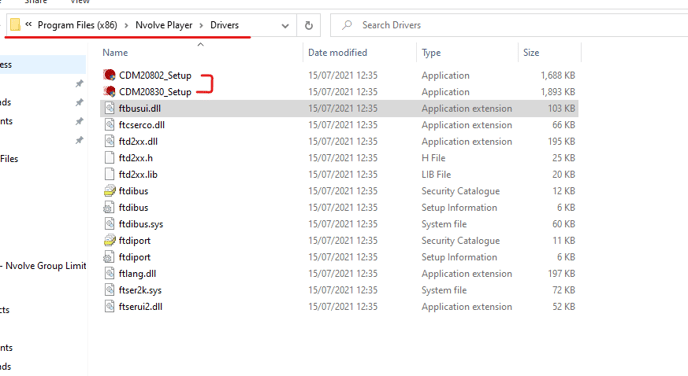 Windows explorer path to driver set up files